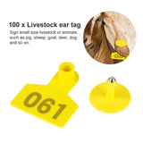 1-100 Cattle Number Ear Tags 5x4cm Set - Small Yellow Pig Goat Livestock Label - Pet And Farm 