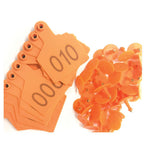1-100 Cattle Number Ear Tags 7.5x10cm Set - XL Orange Cow Sheep Livestock Labels - Pet And Farm 