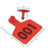 1-100 Cattle Number Ear Tags 5x4cm Set - Small Red Pig Goat Livestock Label - Pet And Farm 