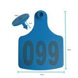 1-100 Cattle Number Ear Tags 7.5x10cm Set - XL Blue Cow Sheep Livestock Labels - Pet And Farm 