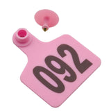 1-100 Cattle Number Ear Tag 6x7cm Set - Medium Pink Cow Sheep Livestock Label - Pet And Farm 
