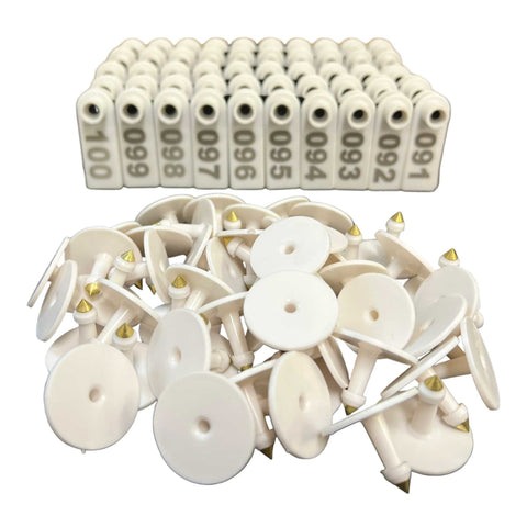 1-100 Cattle Number Ear Tag 5x2cm Set - Mini White Cow Sheep Pig Livestock Label - Pet And Farm 