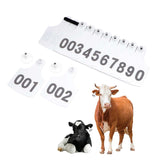 1-100 Cattle Number Ear Tag 6x7cm Set - Medium White Cow Sheep Livestock Label - Pet And Farm 