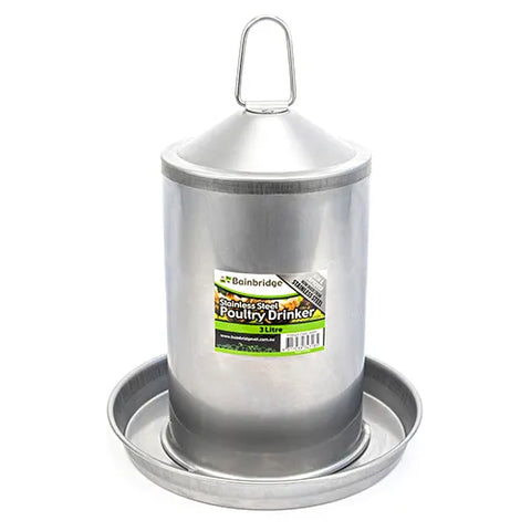 Poultry Drinker – Stainless Steel 3L - Pet And Farm 
