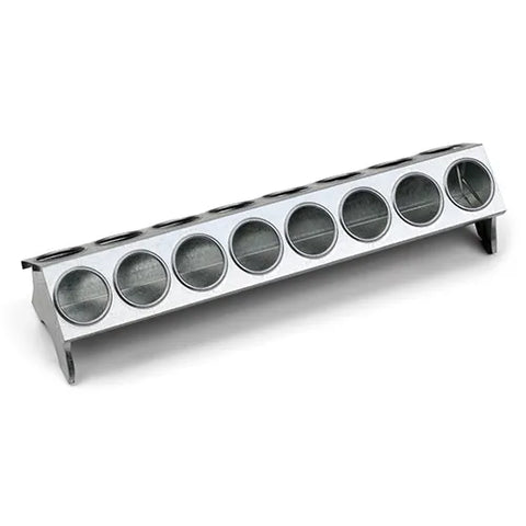 Poultry Galvanised Feeding Trough with Holes - Pet And Farm 