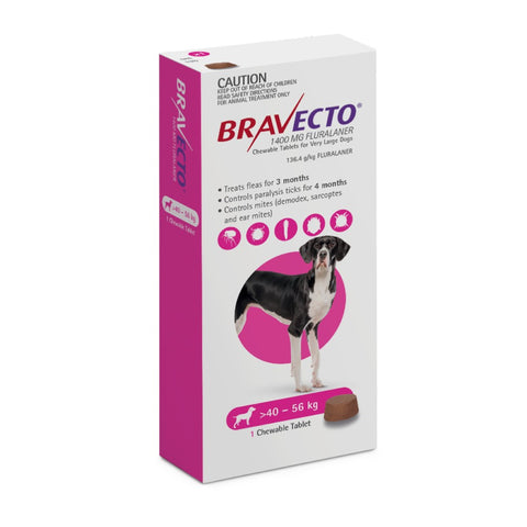 Bravecto Very Large Dog Purple 40-56KG 1pk Chew Treatment - Pet And Farm 