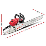Giantz 58CC Commercial Petrol Chainsaw - Red & White - Pet And Farm 