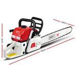 Giantz 88CC Commercial Petrol Chainsaw - Red & White - Pet And Farm 