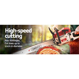 Giantz 62cc Petrol Commercial Chainsaw 22" Bar E-Start Tree Chain Saw 5.2HP - Pet And Farm 