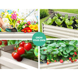 Greenfingers Garden Bed 2PCS 210X90X30cm  Galvanised Steel Raised Planter Cream - Pet And Farm 