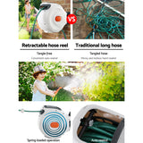 Greenfingers Retractable Hose Reel 30M Garden Water Brass Spray Gun Auto Rewind - Pet And Farm 