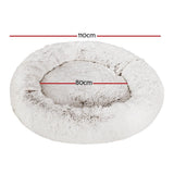 i.Pet Pet Bed Dog Cat 110cm Calming Extra Large Soft Plush White Brown - Pet And Farm 
