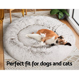 i.Pet Pet Bed Dog Cat 110cm Calming Extra Large Soft Plush White Brown - Pet And Farm 