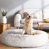 i.Pet Pet Bed Dog Cat 110cm Calming Extra Large Soft Plush White Brown - Pet And Farm 