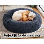 Pet Bed Dog Cat Calming Bed Medium 75cm Dark Grey Sleeping Comfy Cave Washable - Pet And Farm 