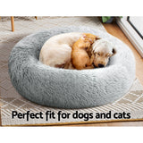 Pet Bed Dog Cat Calming Bed Medium 75cm Light Grey Sleeping Comfy Cave Washable - Pet And Farm 