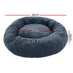 i.Pet Pet Bed Dog Cat 90cm Large Calming Soft Plush Bed Dark Grey - Pet And Farm 