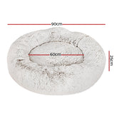 i.Pet Pet Bed Dog Cat 90cm Large Calming Soft Plush White Brown - Pet And Farm 