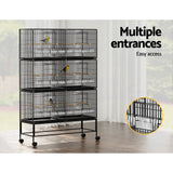 i.Pet Bird Cage Large Aviary Cages Galvanised Parrot Stand Alone Wheels 175cm - Pet And Farm 