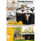 i.Pet Dog Playpen Pet Playpen Enclosure Crate 8 Panel Play Pen Tent Bag Fence Puppy XL - Pet And Farm 