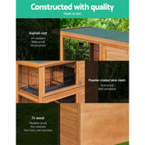 i.Pet Rabbit Hutch 91.5cm x 45cm x 82cm Chicken Coop Large Wooden House Run Cage Pet Bunny - Pet And Farm 