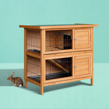 i.Pet Rabbit Hutch 91.5cm x 45cm x 82cm Chicken Coop Large Wooden House Run Cage Pet Bunny - Pet And Farm 