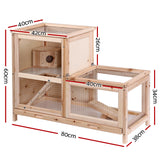 i.Pet Hamster Guinea Pig Ferrets Rodents Hutch Hutches Large Wooden Cage Running 80cm x 40cm x 60cm - Pet And Farm 