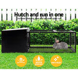 i.Pet Rabbit Cage Hutch Cages Indoor Outdoor Hamster Enclosure Pet Metal Carrier 122CM Length - Pet And Farm 
