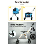 i.Pet Pet Stroller Dog Pram Large Cat Carrier Travel Foldable 4 Wheels Double - Pet And Farm 