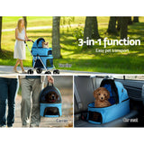 i.Pet Pet Stroller Dog Pram Large Cat Carrier Travel Foldable 4 Wheels Double - Pet And Farm 
