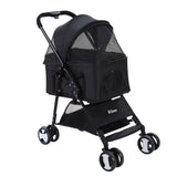 i.Pet Pet Stroller Dog Carrier Foldable Pram 3 IN 1 Middle Size Black - Pet And Farm 