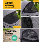 i.Pet Pet Stroller Dog Carrier Foldable Pram 3 IN 1 Middle Size Grey - Pet And Farm 