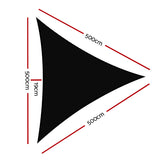 Instahut Sun Shade Sail Canopy Triangle 280gsm 5x5x5m Black - Pet And Farm 