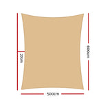 Instahut Shade Sail Cloth Rectangle Shadesail Heavy Duty Sand Sun Canopy 5x6m - Pet And Farm 