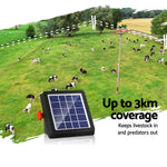 Giantz 4km Electric Fence Energiser Solar Energizer Charger Farm Animal 0.13J - Pet And Farm 