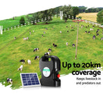 Giantz 20km Electric Fence Energiser Solar Energizer Charger Farm Animal 1.2J - Pet And Farm 