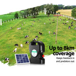 Giantz 8km Electric Fence Energiser Solar Energizer Charger Farm Animal 0.3J - Pet And Farm 