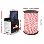 Giantz Electric Fence Energiser 3km Solar Powered Energizer Charger + 500m Tape - Pet And Farm 