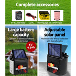 Giantz Electric Fence Energiser 3km Solar Powered Energizer Charger + 500m Tape - Pet And Farm 