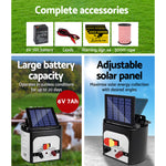 Giantz Electric Fence Energiser 8km Solar Powered Charger + 500m Polytape Rope - Pet And Farm 