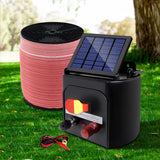 Giantz Electric Fence Energiser 5km Solar Powered 0.15j Set+ 1200m Tape - Pet And Farm 