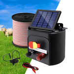 Giantz 3km Solar Electric Fence Energiser Charger with 400M Tape and 25pcs Insulators - Pet And Farm 