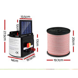 Giantz 5km Solar Electric Fence Energiser Charger with 400M Tape and 25pcs Insulators - Pet And Farm 