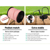 Giantz 5km Solar Electric Fence Energiser Charger with 400M Tape and 25pcs Insulators - Pet And Farm 