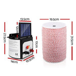 Giantz 8KM Solar Electric Fence Energiser Energizer 0.3J + 2000M Poly Fencing Wire Tape - Pet And Farm 