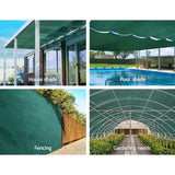 Instahut 3.66x10m 50% UV Shade Cloth Shadecloth Sail Garden Mesh Roll Outdoor Green - Pet And Farm 