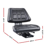 Giantz PU Leather Tractor Seat with Sliding Track - Black - Pet And Farm 