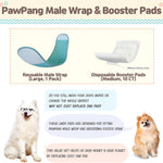 PawPang L Dog Wrap Reusable Male + 10 Ct M Diaper Booster Pads Disposable - Pet And Farm 