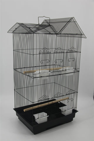 YES4PETS Medium Size Bird Cage Parrot Budgie Aviary with Perch - Black - Pet And Farm 