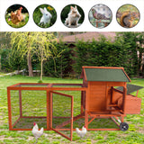 YES4PETS 248 cm XL Chicken Coop Rabbit Hutch Ferret Hen Guinea Pig House With Wheels - Pet And Farm 